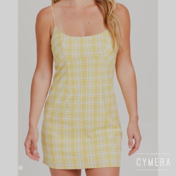 Altar’d State Yellow Plaid Dress - Picture 1 of 9
